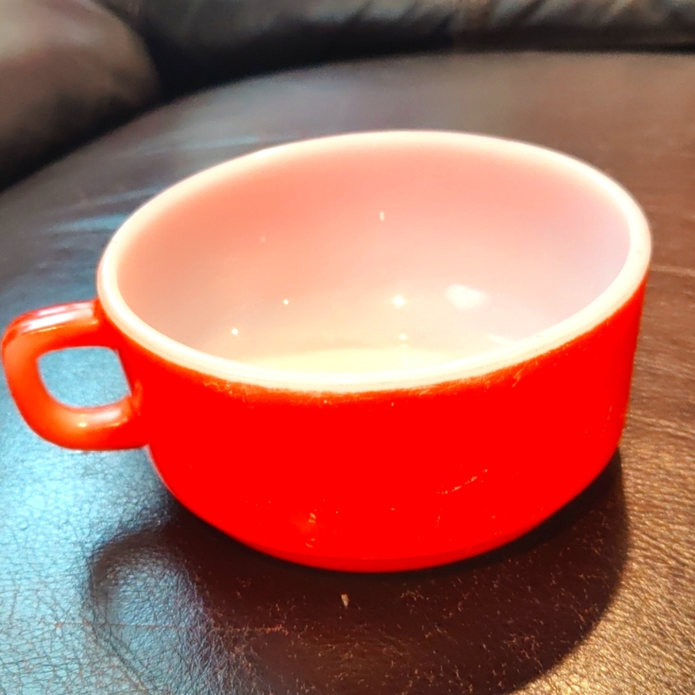 Vintage Fire King Anchor Hocking Oven Proof Red Mug Soup Bowl Pre-owned Red